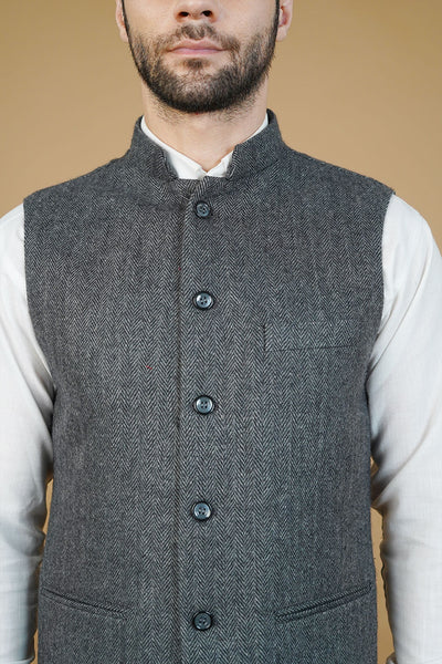 Wool Gray Nehru Jacket