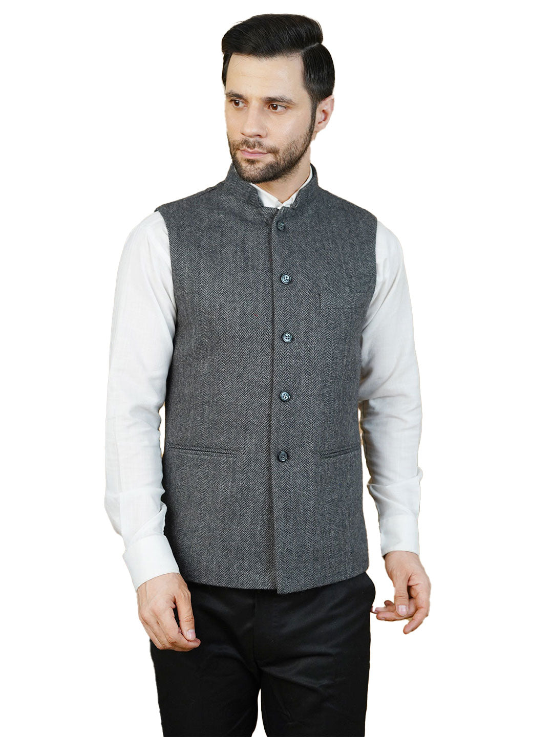 Wool Gray Nehru Jacket