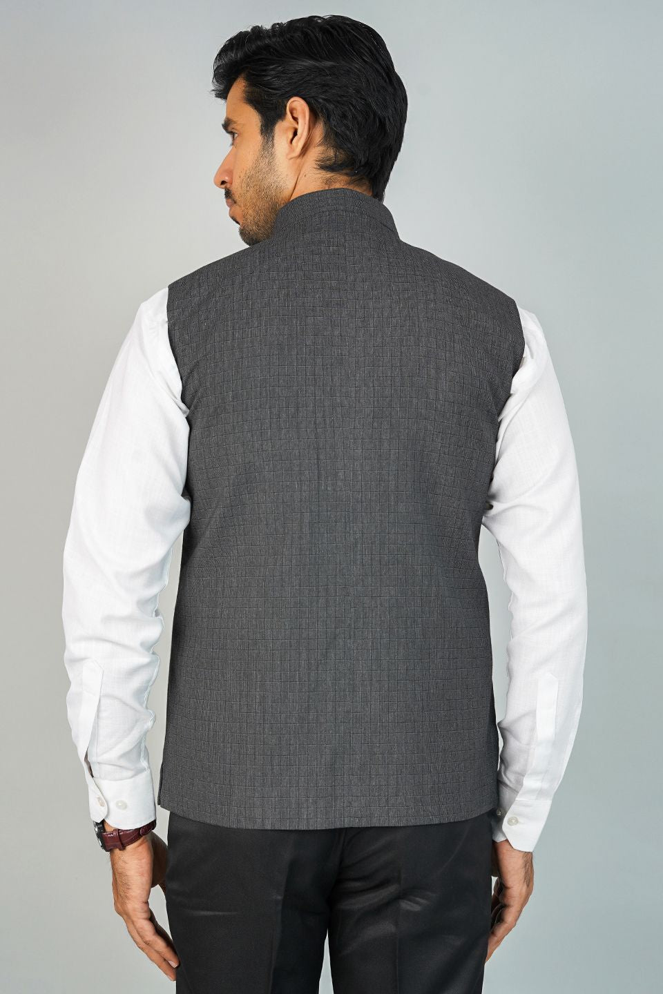 Poly Viscose Grey Nehru Jacket