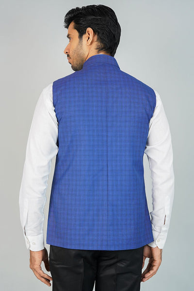 Poly Viscose Blue Nehru Jacket