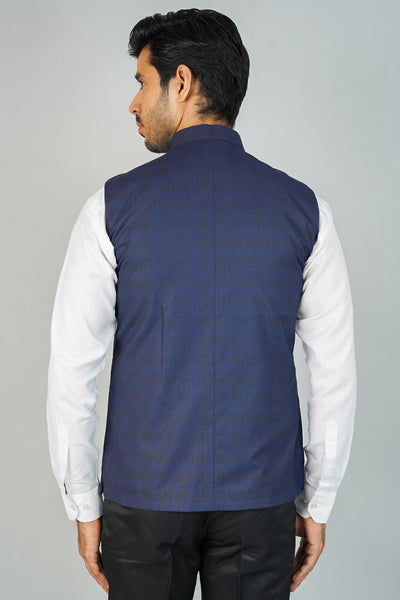 Poly Viscose Blue Nehru Jacket