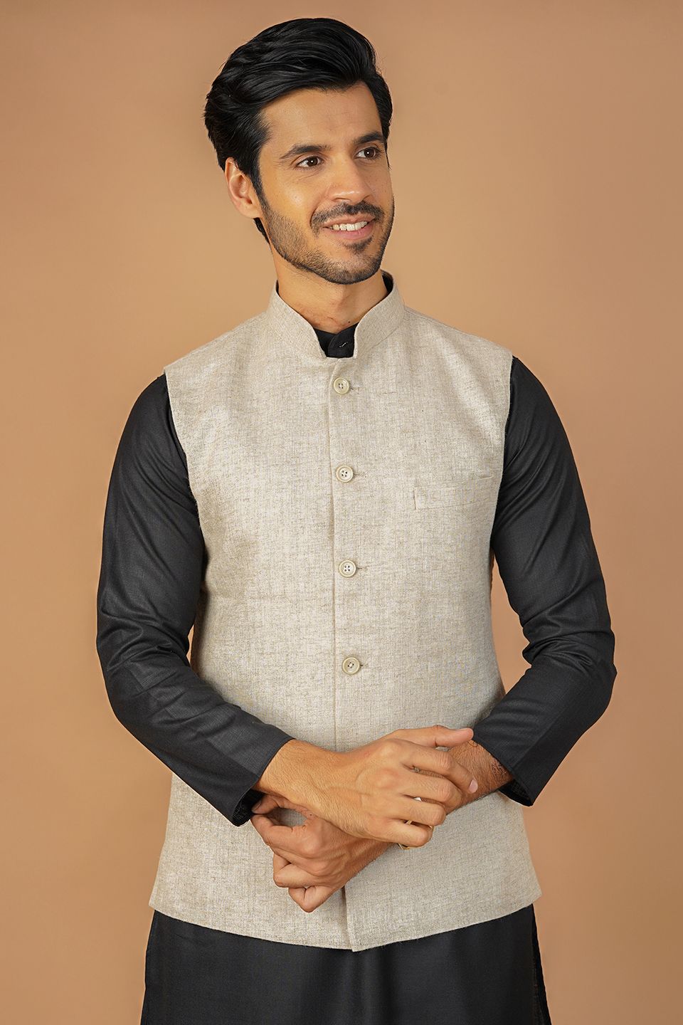 Linen Cream Nehru Jacket