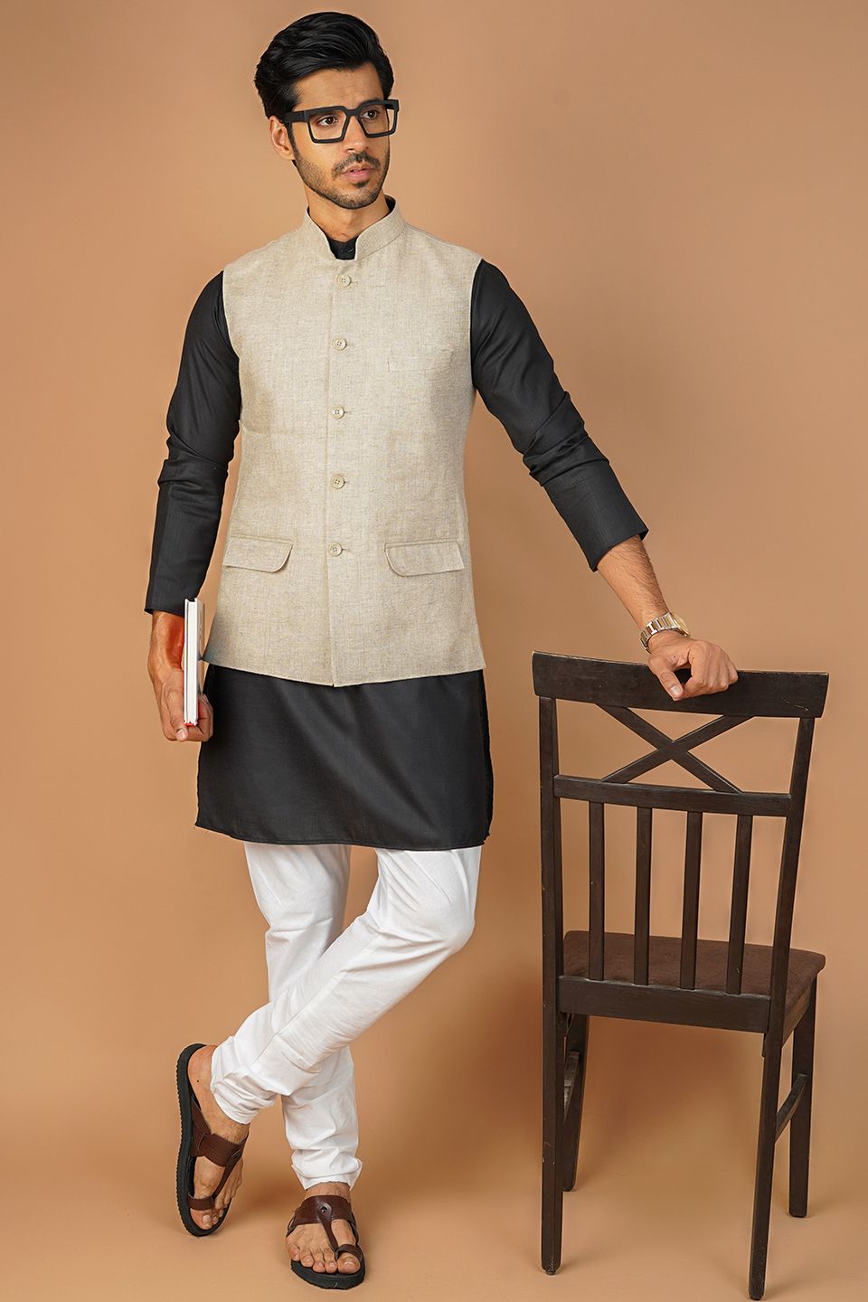 Linen Cream Nehru Jacket