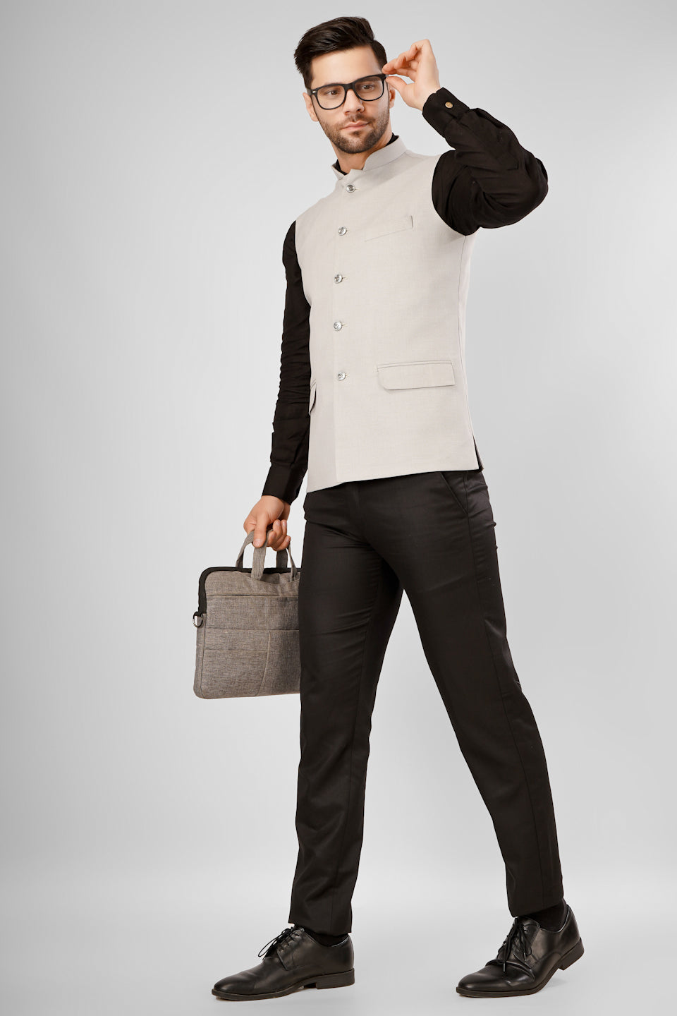Polyester Cotton White Nehru Jacket
