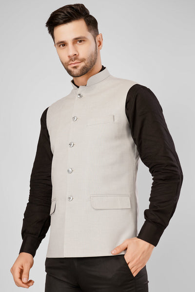 Polyester Cotton White Nehru Jacket