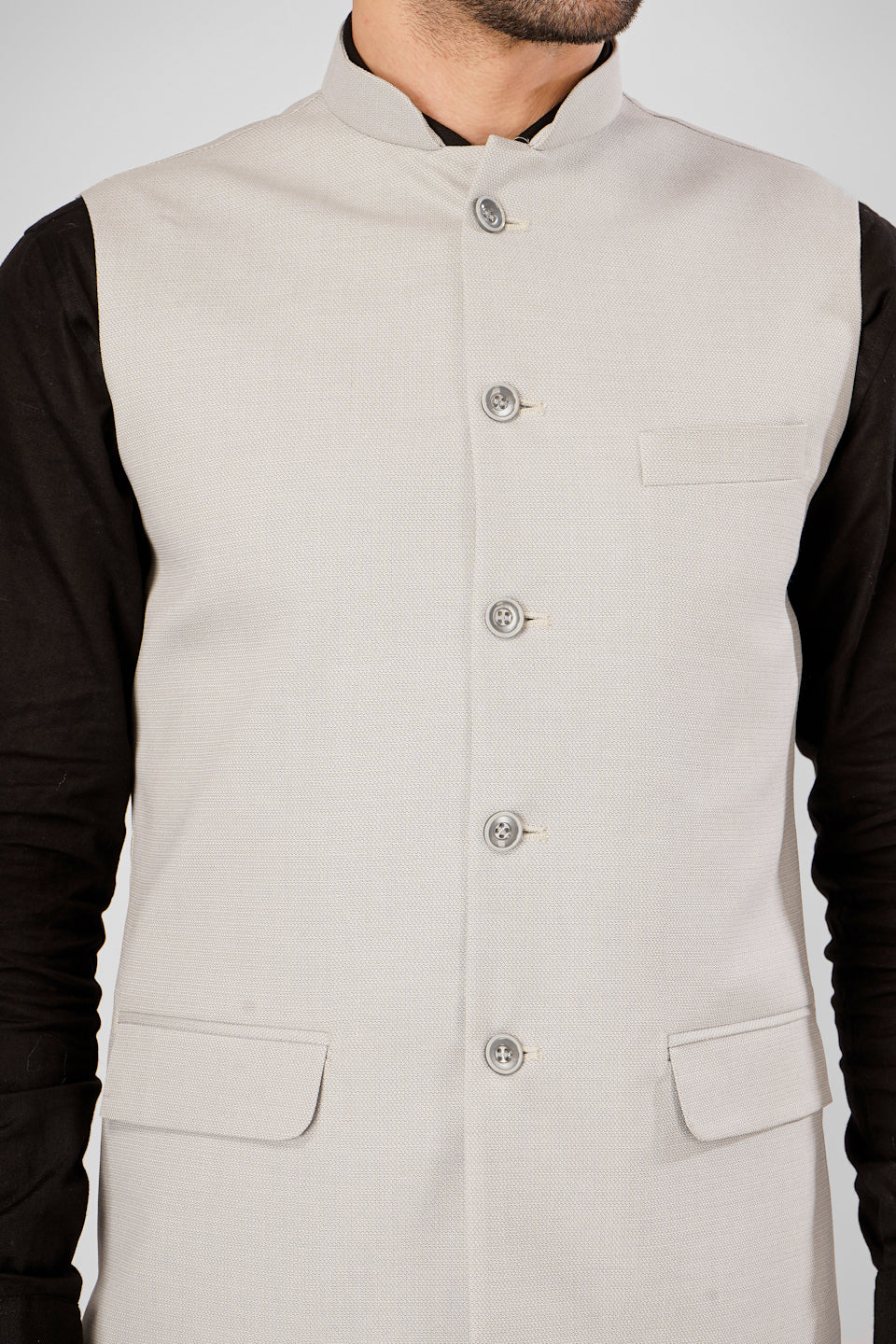 Polyester Cotton White Nehru Jacket