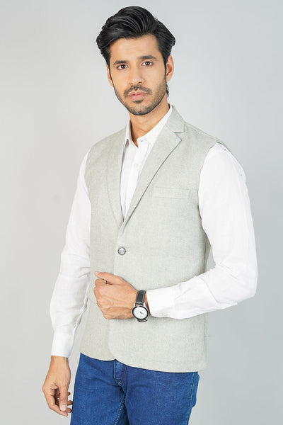 Tweedwool Green Nehru Jacket