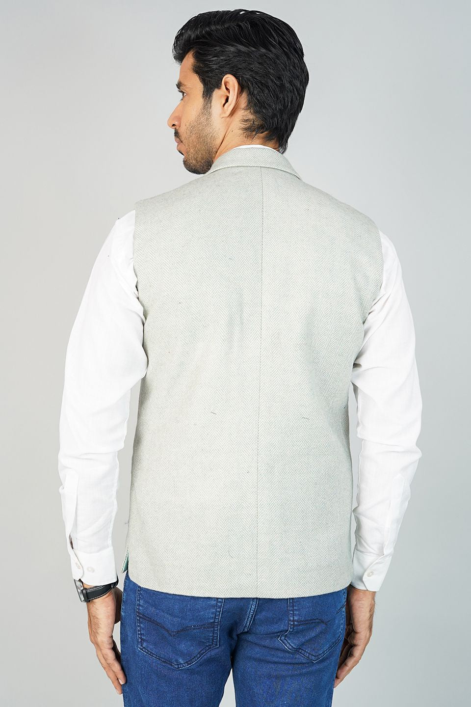 Tweedwool Green Nehru Jacket