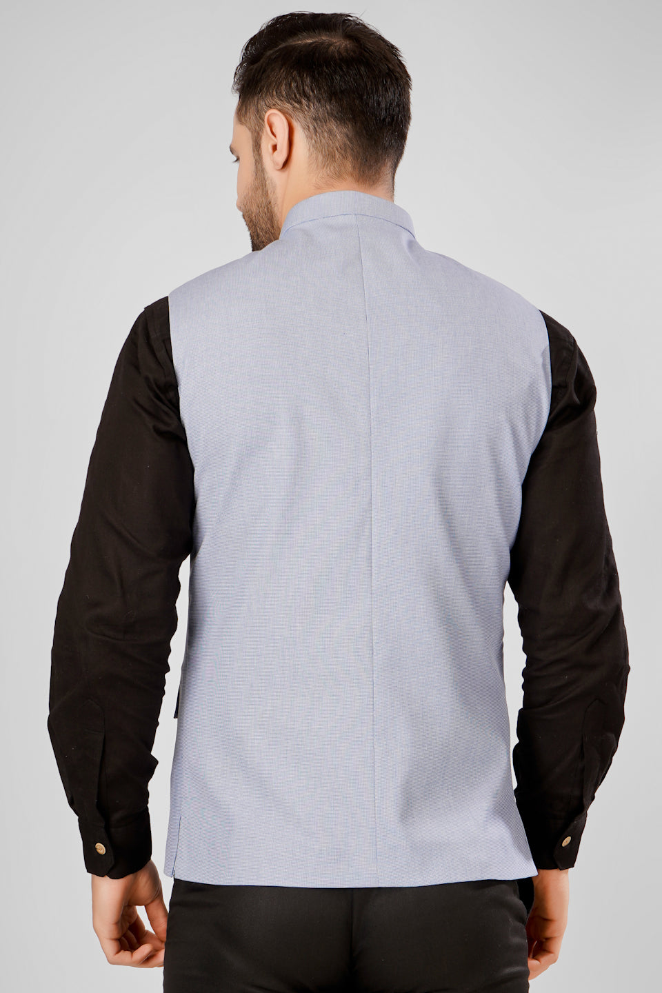 Polyester Cotton Blue Nehru Jacket