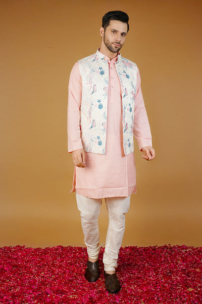 Rayon Emrbroidery White Waistcoat