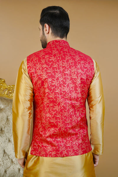 Rayon Red Nehru Jacket