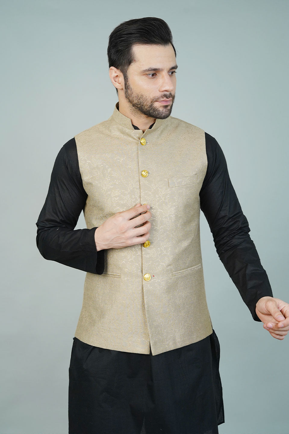 Rayon Gold Nehru Jacket