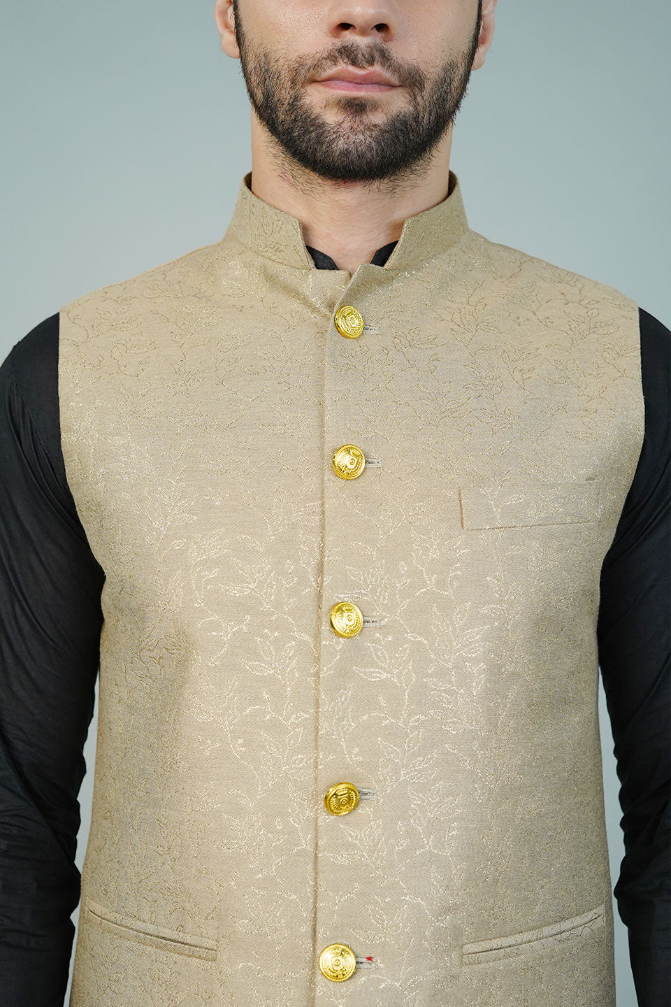 Rayon Gold Nehru Jacket