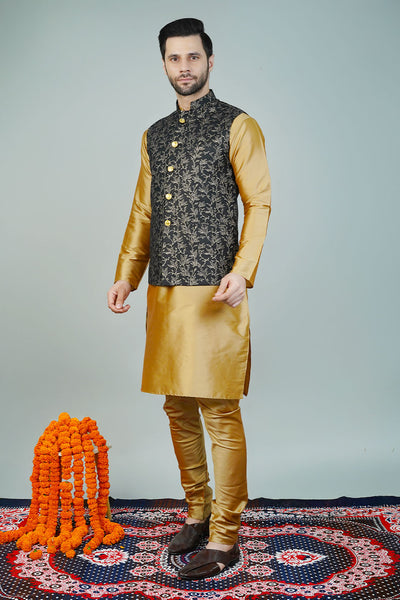Rayon Black Nehru Jacket