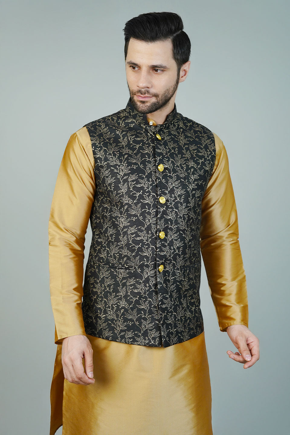 Rayon Black Nehru Jacket