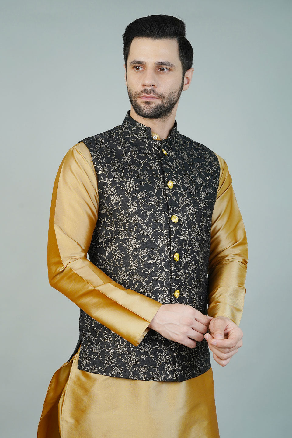 Rayon Black Nehru Jacket
