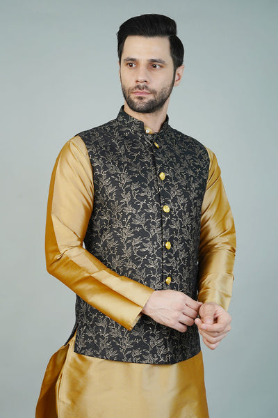 Rayon Black Nehru Jacket