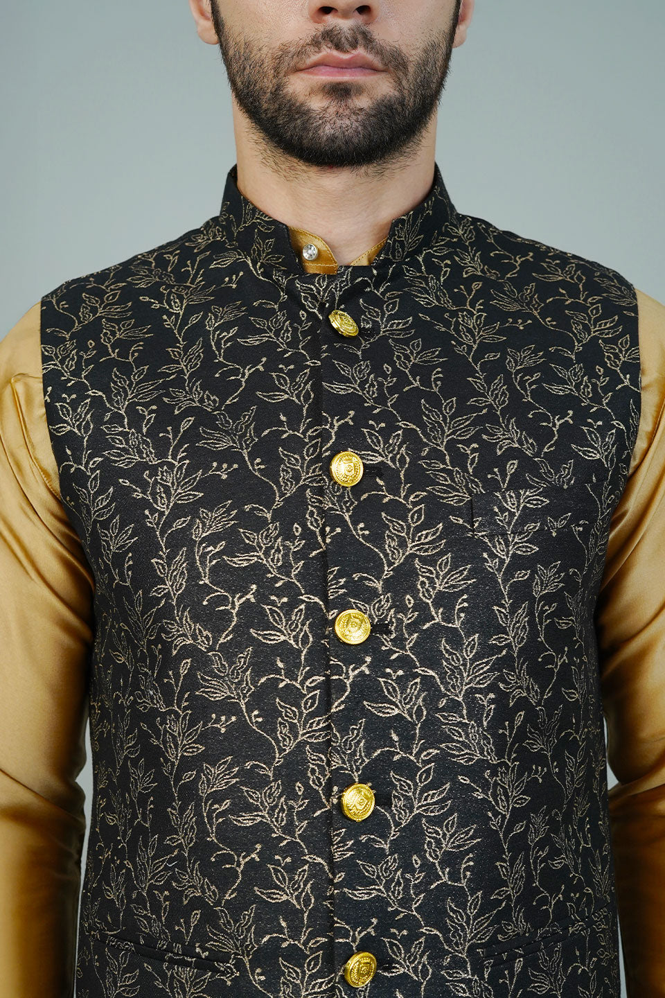 Rayon Black Nehru Jacket