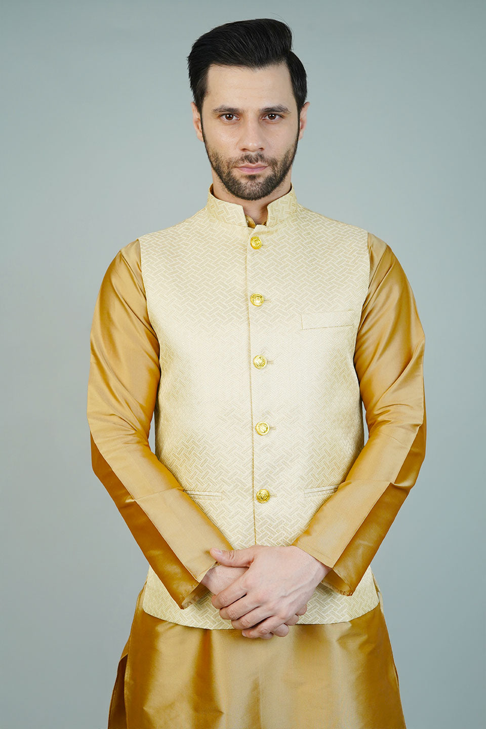 Rayon Gold Nehru Jacket