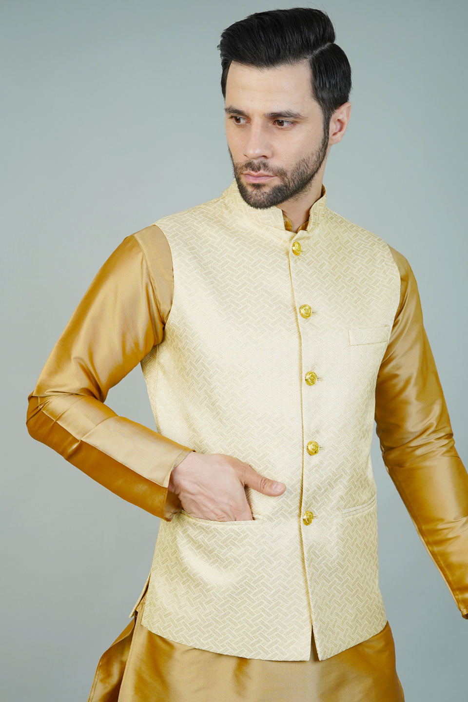 Rayon Gold Nehru Jacket