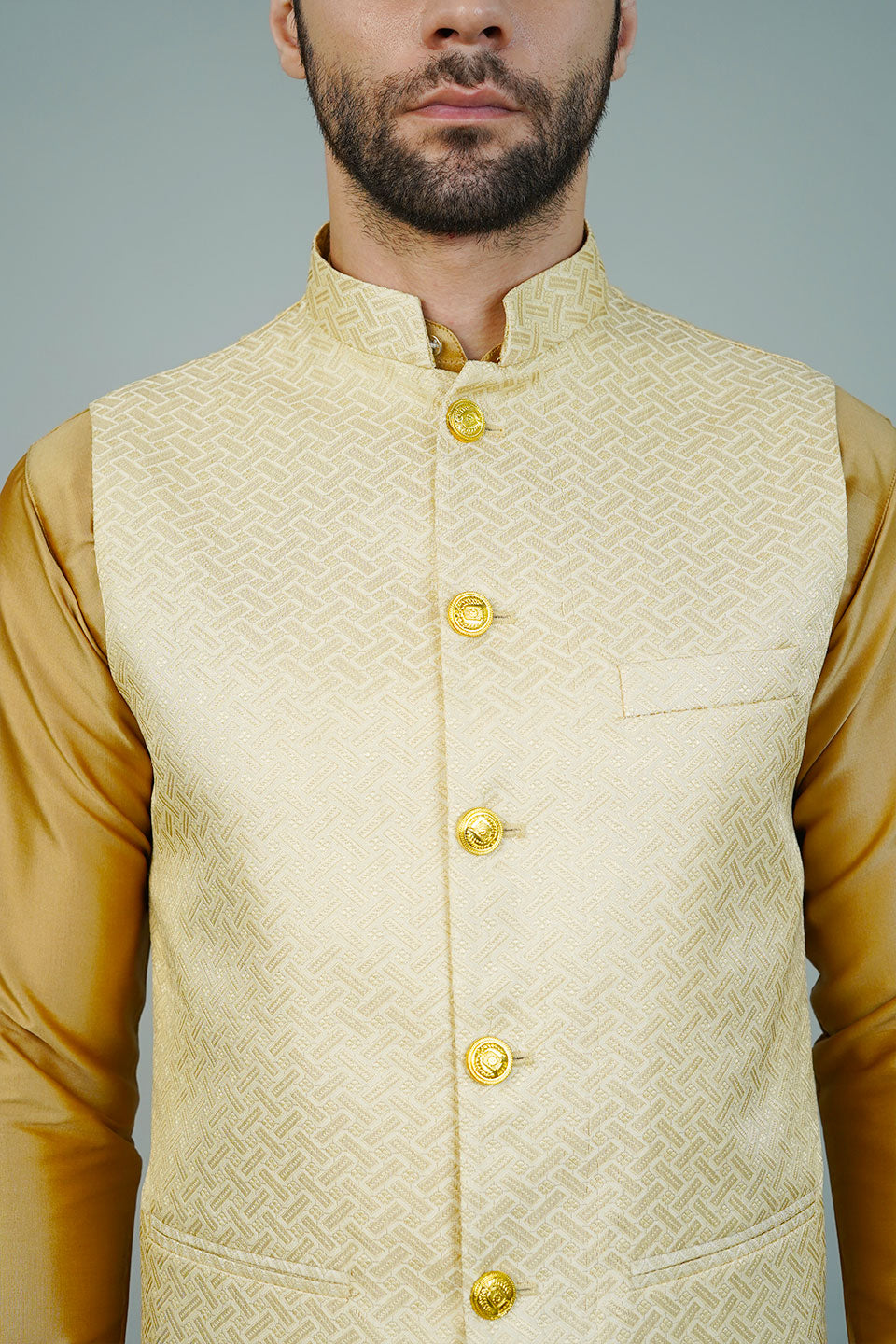 Rayon Gold Nehru Jacket
