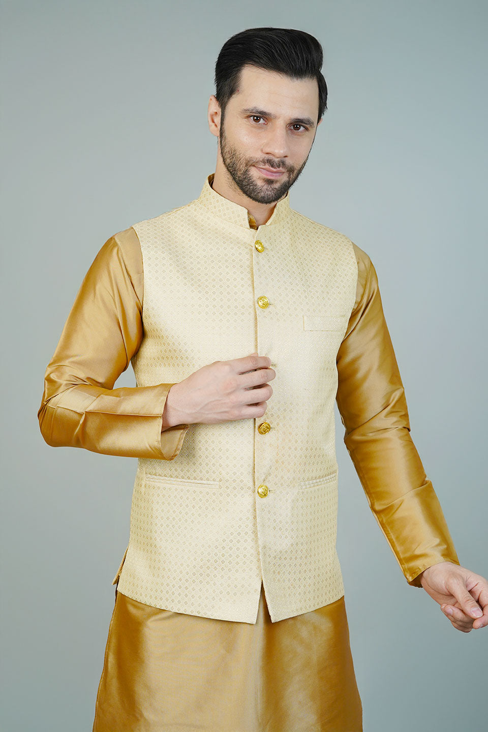 Rayon Gold Nehru Jacket