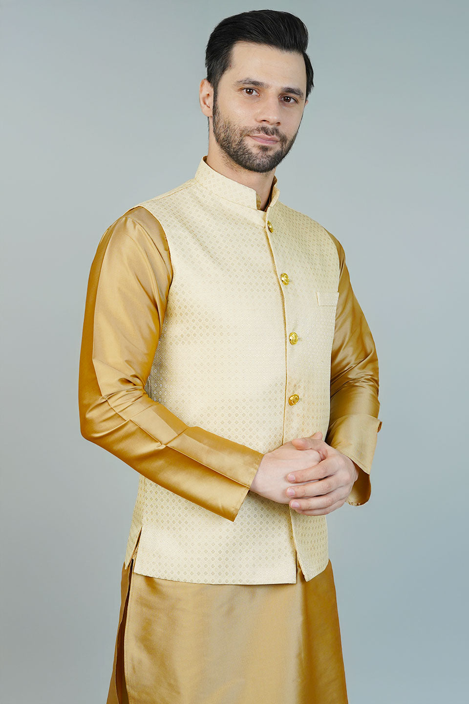 Rayon Gold Nehru Jacket