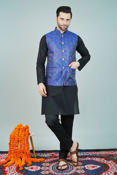 Rayon Blue Nehru Jacket