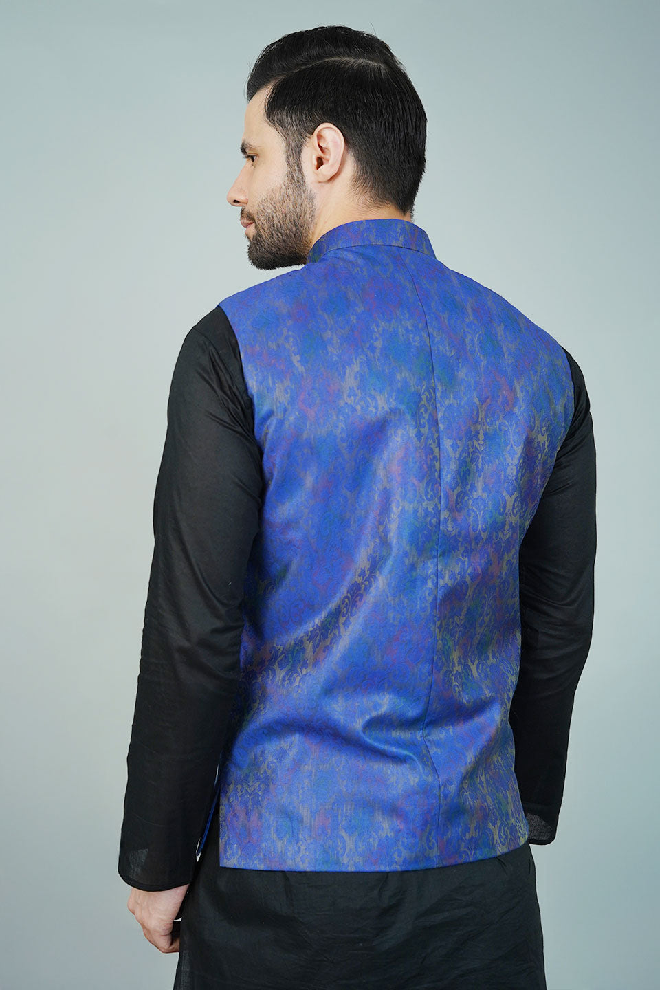 Rayon Blue Nehru Jacket