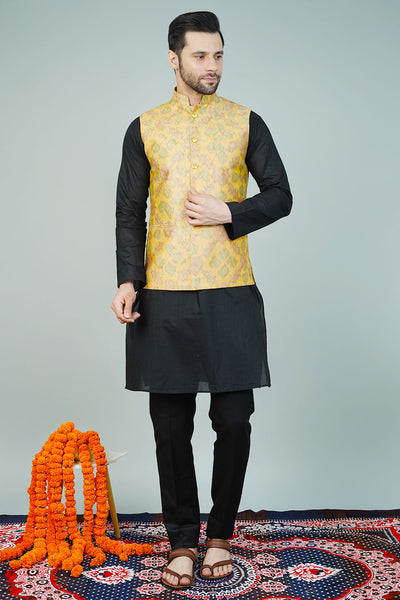 Rayon Yellow Nehru Jacket