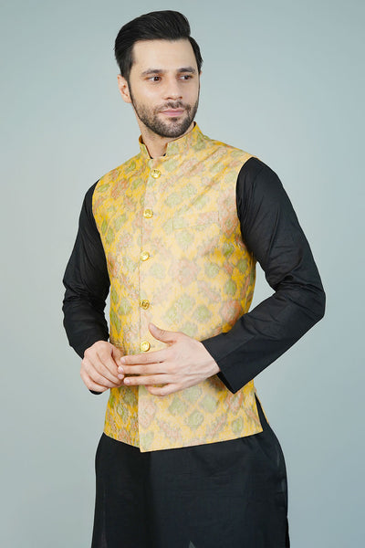 Rayon Yellow Nehru Jacket