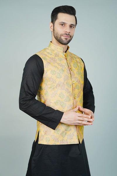 Rayon Yellow Nehru Jacket