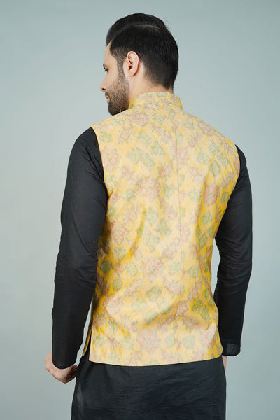 Rayon Yellow Nehru Jacket
