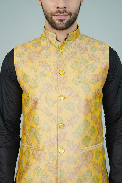 Rayon Yellow Nehru Jacket