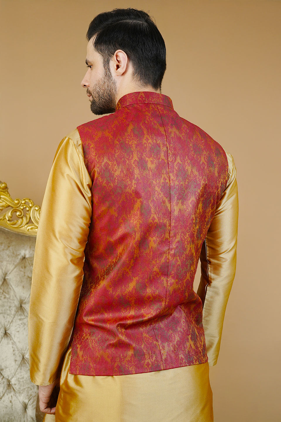 Rayon Red Nehru Jacket