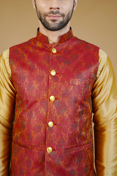 Rayon Red Nehru Jacket