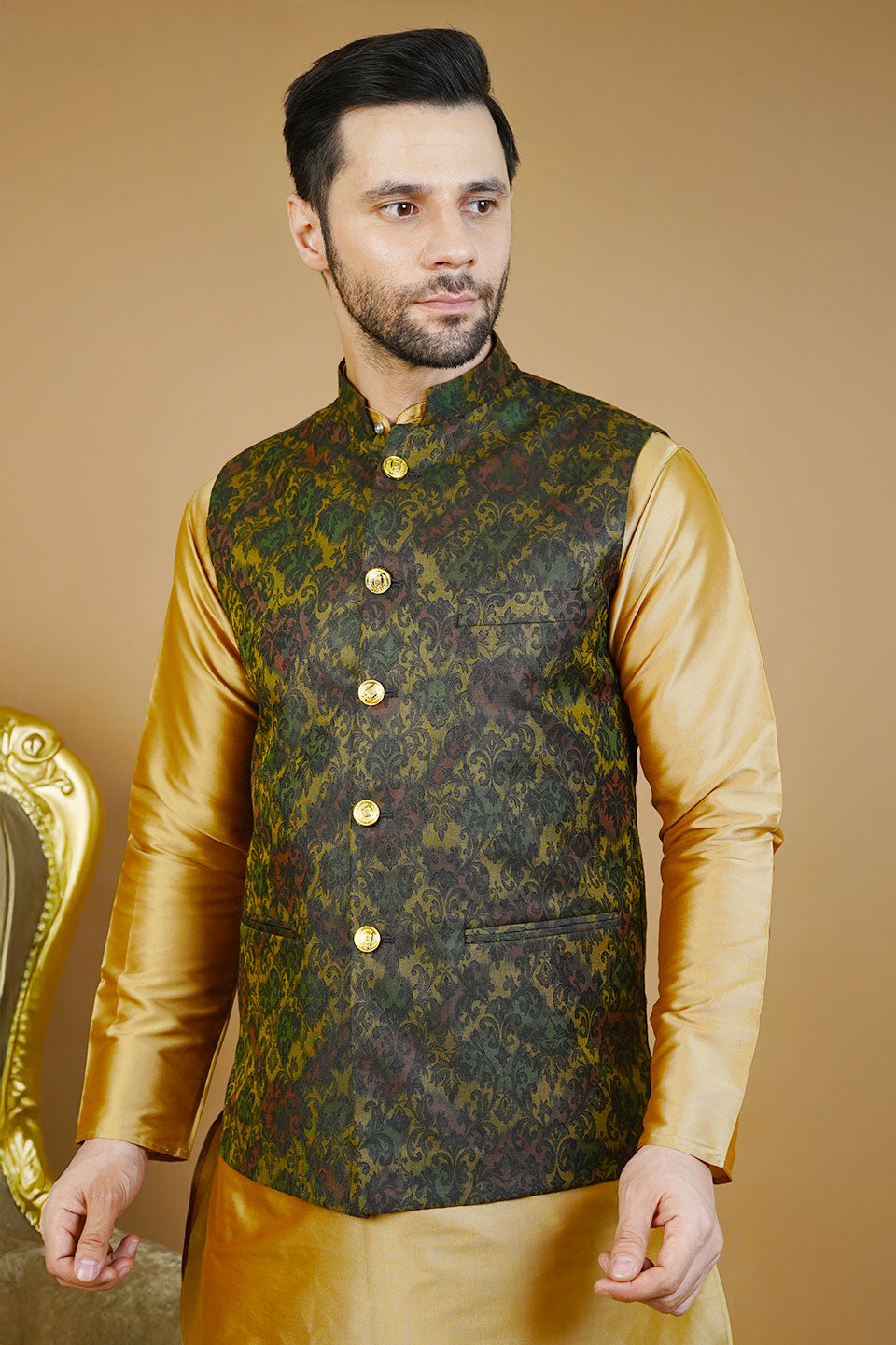 Rayon Green Nehru Jacket