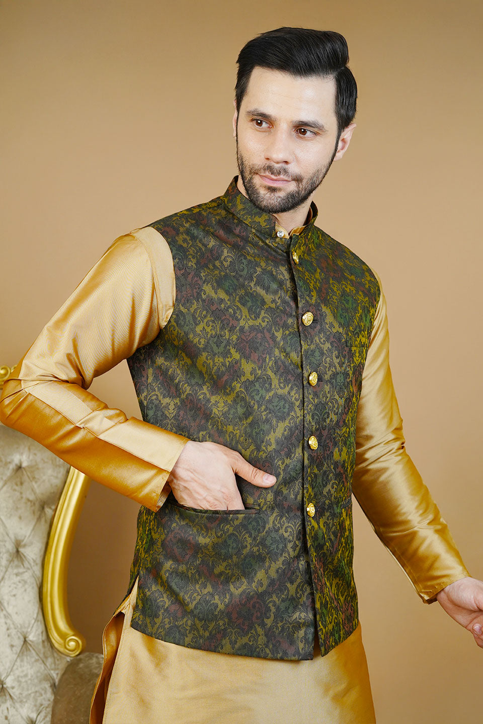 Rayon Green Nehru Jacket