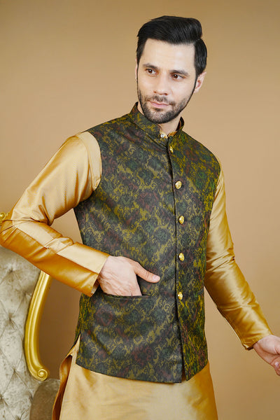 Rayon Green Nehru Jacket