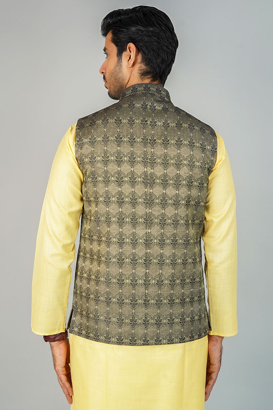 Banarasi Rayon Cotton Green Nehru Jacket