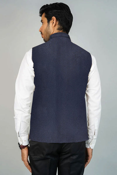 Tweed Blue1 Nehru Jacket