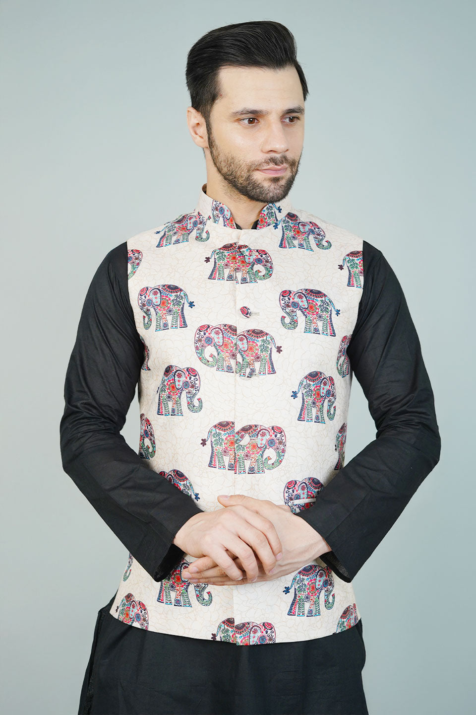 Rayon Beige Nehru Jacket