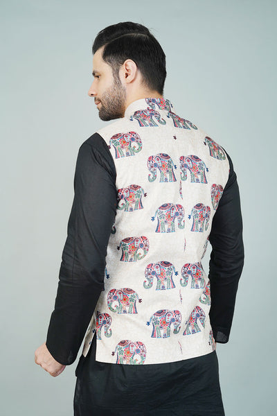 Rayon Beige Nehru Jacket