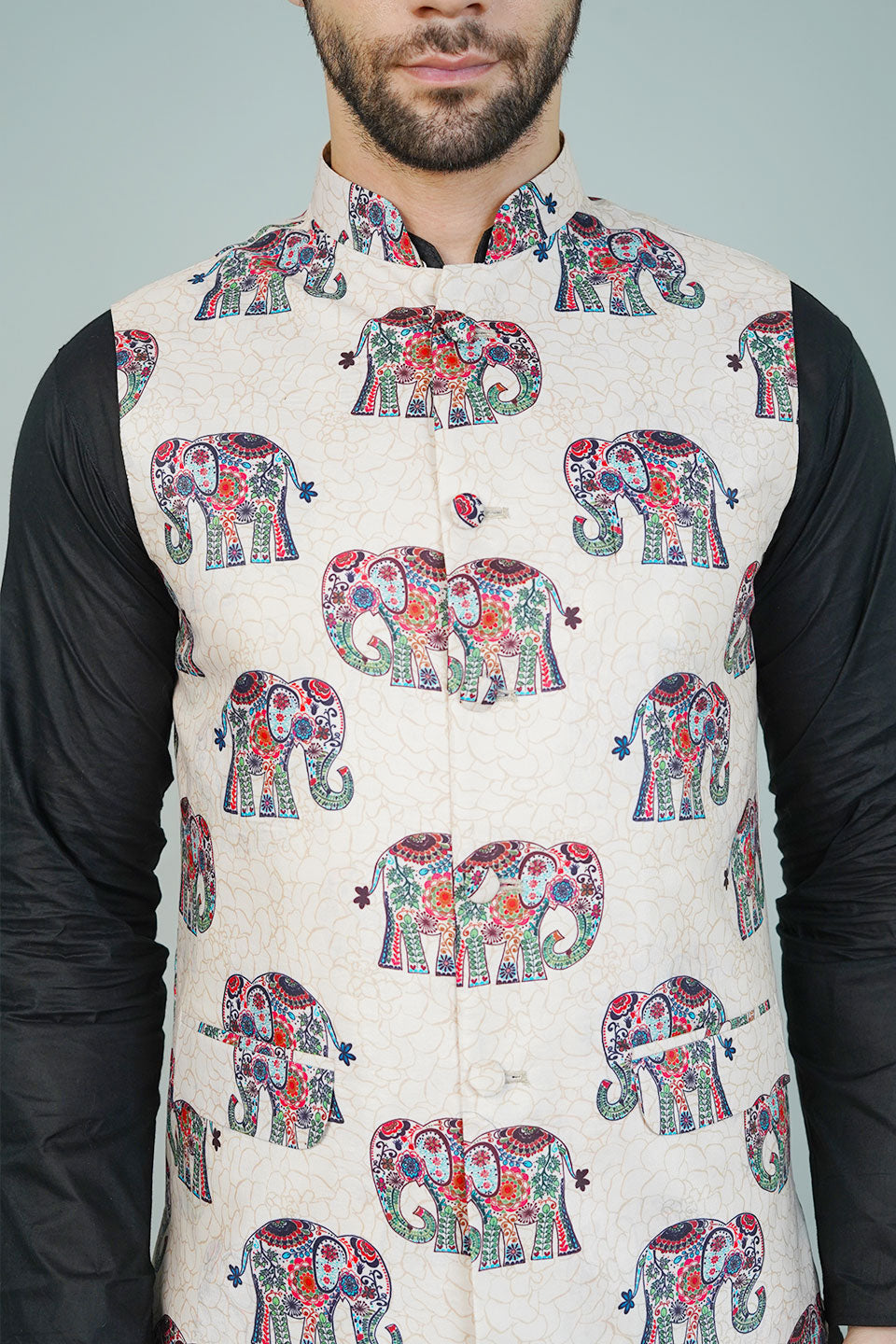 Rayon Beige Nehru Jacket