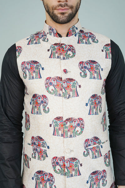 Rayon Beige Nehru Jacket