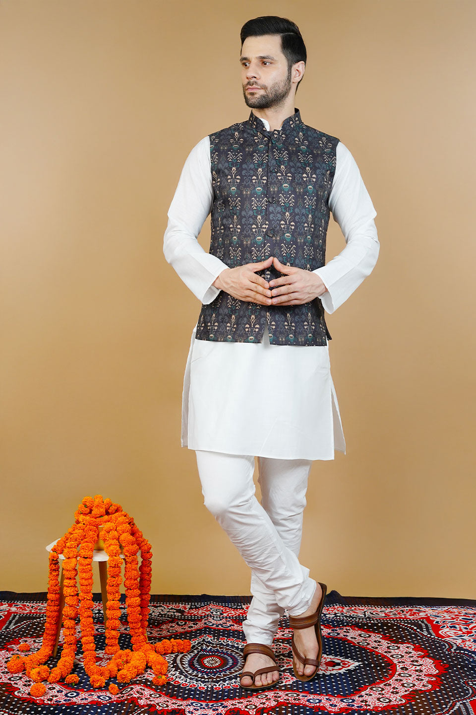 Rayon Black Nehru Jacket