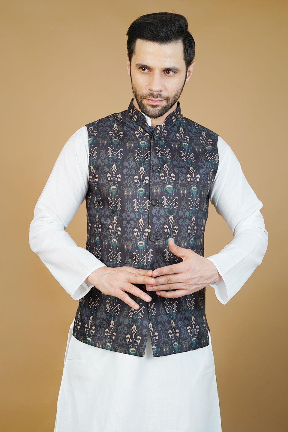 Rayon Black Nehru Jacket