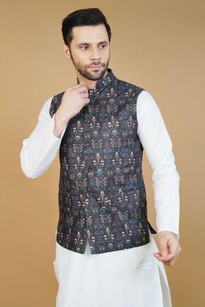 Rayon Black Nehru Jacket