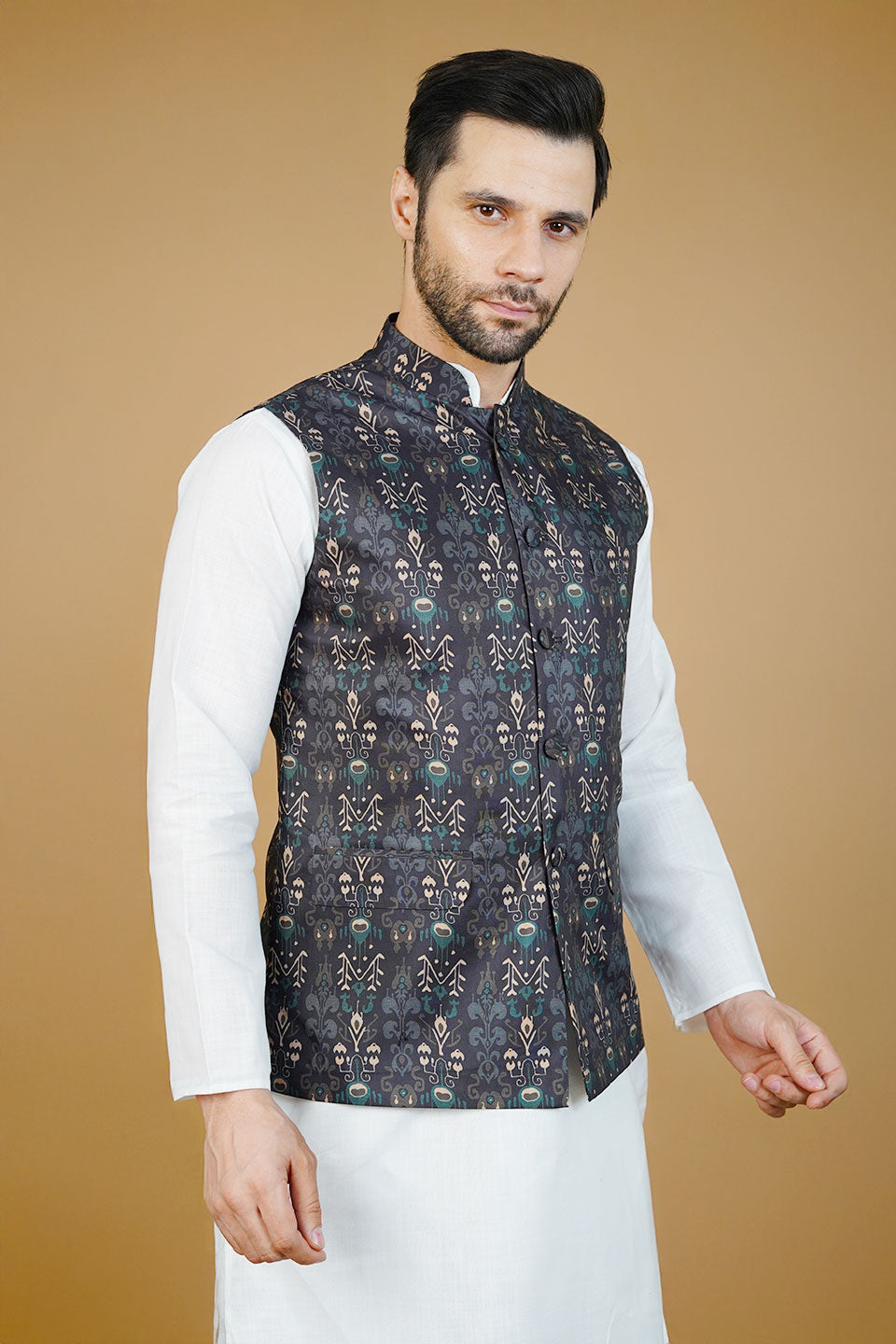 Rayon Black Nehru Jacket