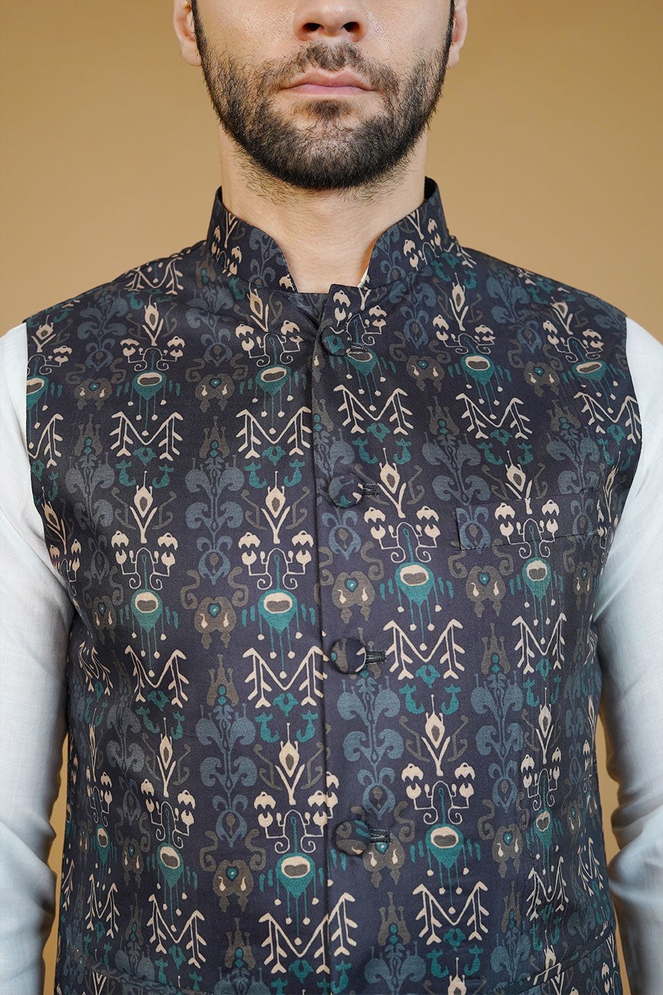 Rayon Black Nehru Jacket
